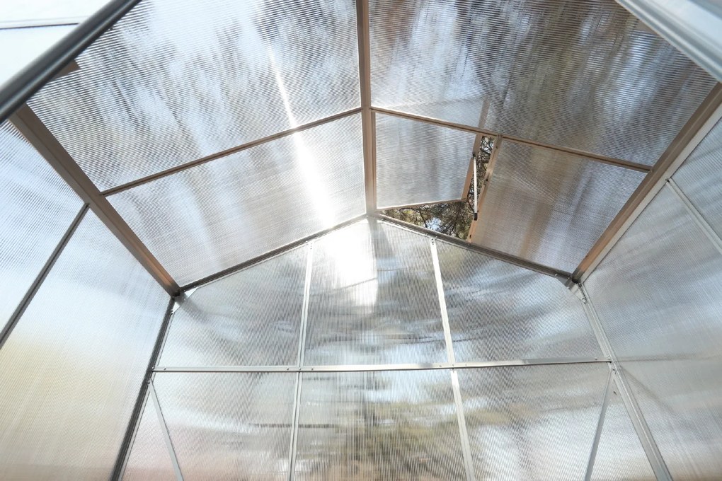 Skleník so základňou BestBerg BBGH‑406S / 2,5 m² / 130 × 190 × 194 cm / strieborná