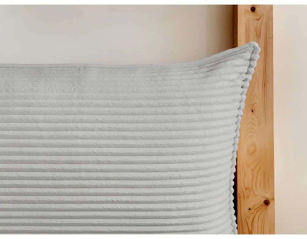 Svetlosivá čalúnená dvojlôžková posteľ s úložným priestorom a roštom 180x200 cm Jade – Bobochic Paris