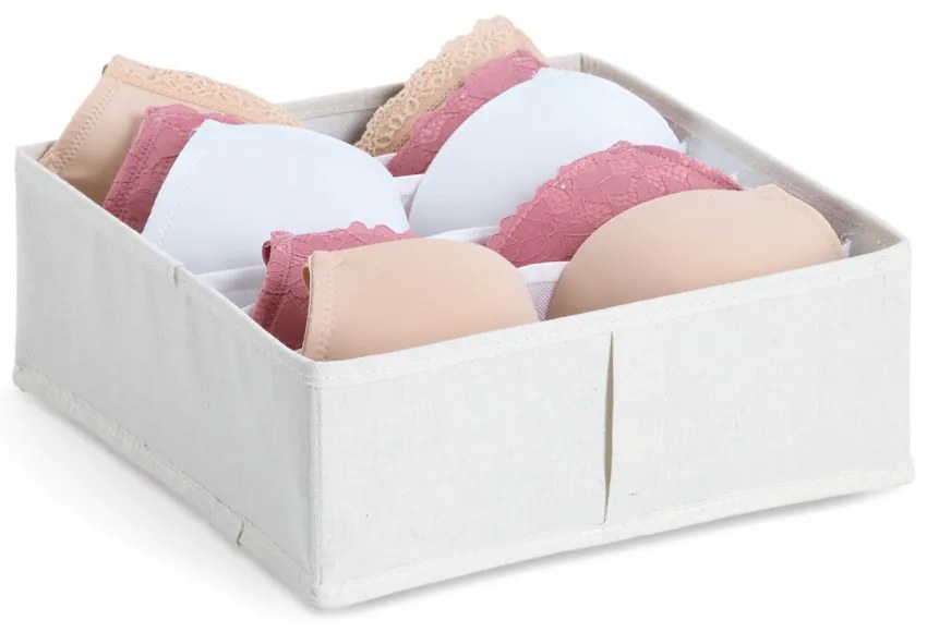 Zeller Present Organizér na spodnú bielizeň, WHITY, štvorec so 6 priehradkami, 30x30x11 cm