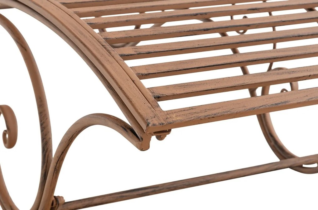 Kovová záhradné lehátko Amiens - Hnedá antik