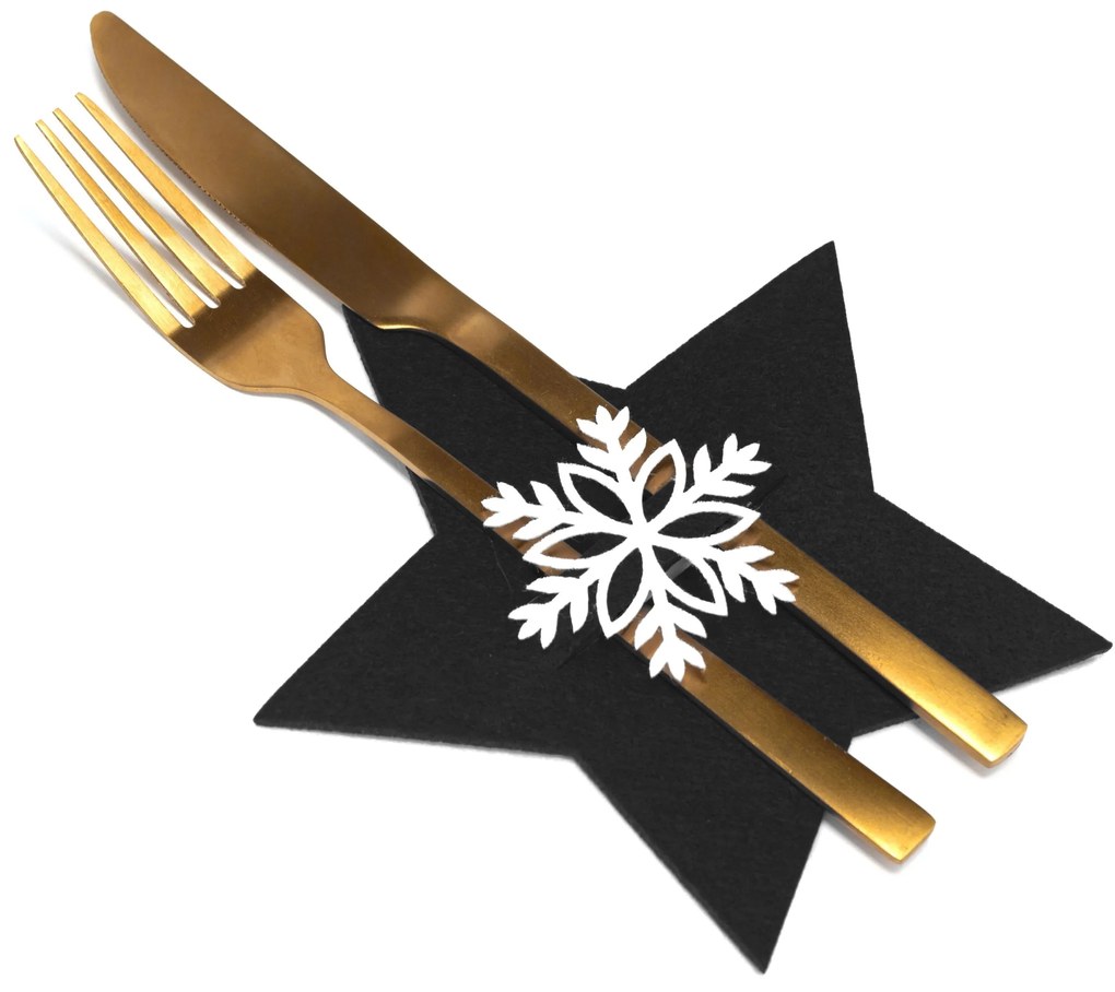 Vianočný obal na príbor Black Star 6 ks čierny