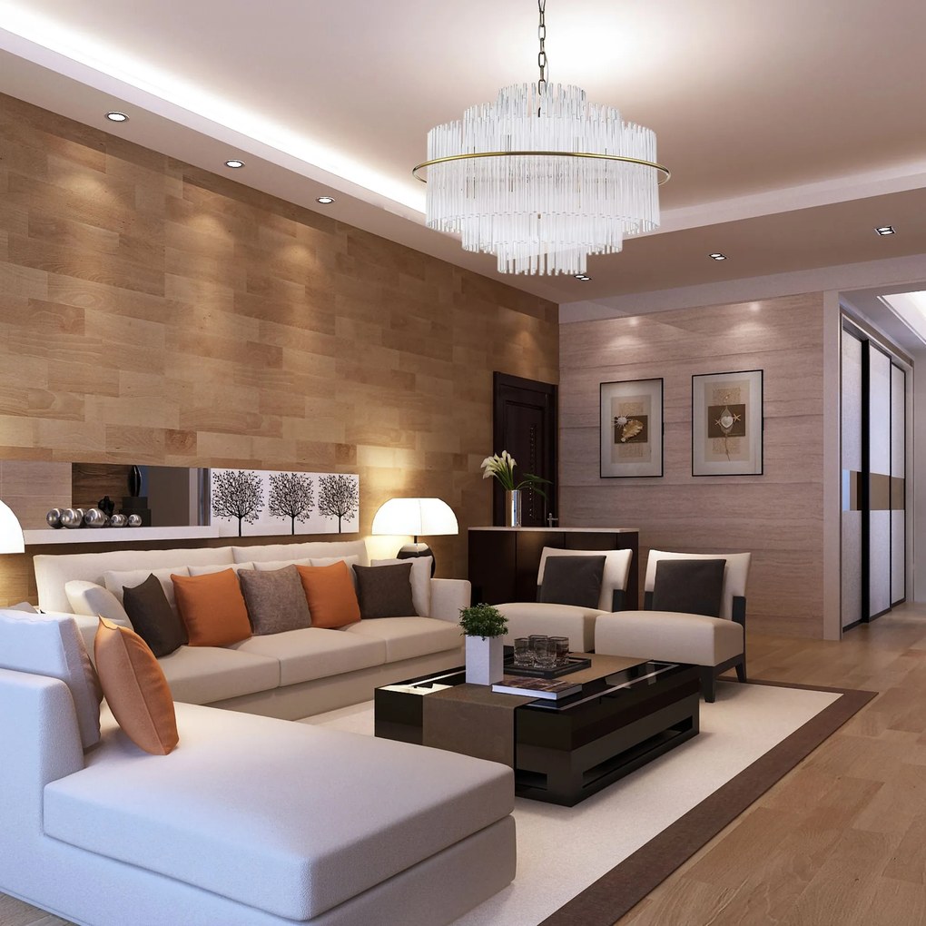 Toolight Toolight, krištáľové závesné svietidlo 8xE14 APP1654-8CP, zlatá lesklá, OSW-01597