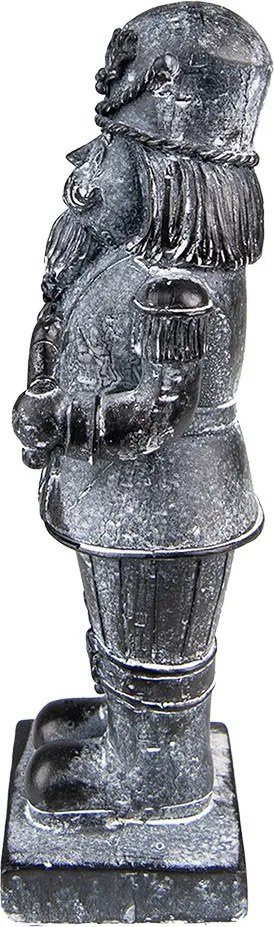Šedá antik dekorácia Luskáčik s venčekom - 9*6*21 cm