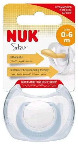 NUK Dojčenský latexový cumlík NUK Star 0-6 m modrý