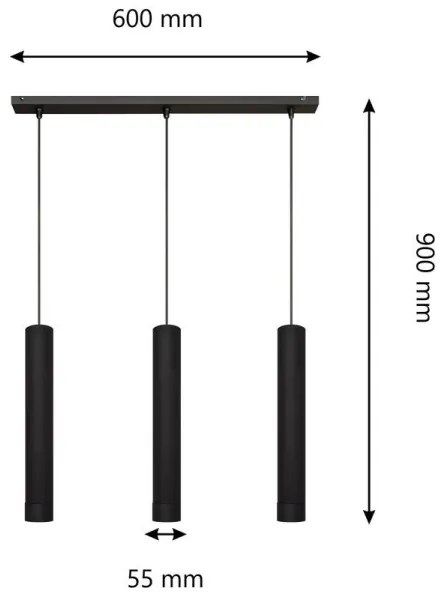 LED Luster na lanku TUBA 3xGU10/4,8W/230V čierna