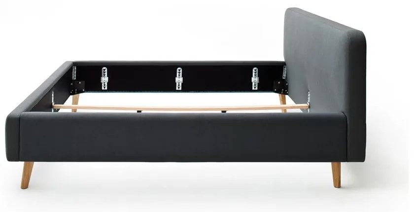 Antracitová čalúnená dvojlôžková posteľ bez roštu 180x200 cm Mattis – Meise Möbel