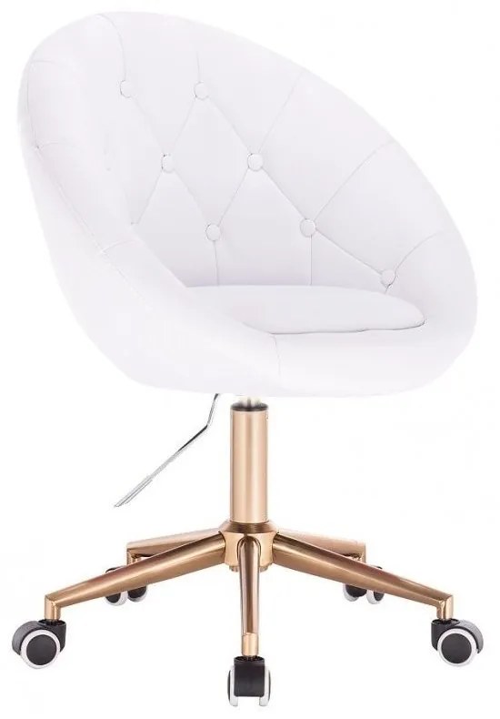 LuxuryForm DESIGN Kreslo VERA na zlatej podstave s kolieskami - biele