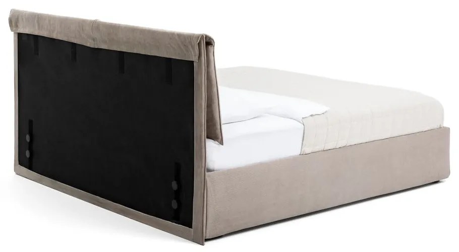 Čalúnená dvojlôžková posteľ taupe s úložným priestorom s matracom/s roštom 160x200 cm Thessa Pillow – Bonami Selection