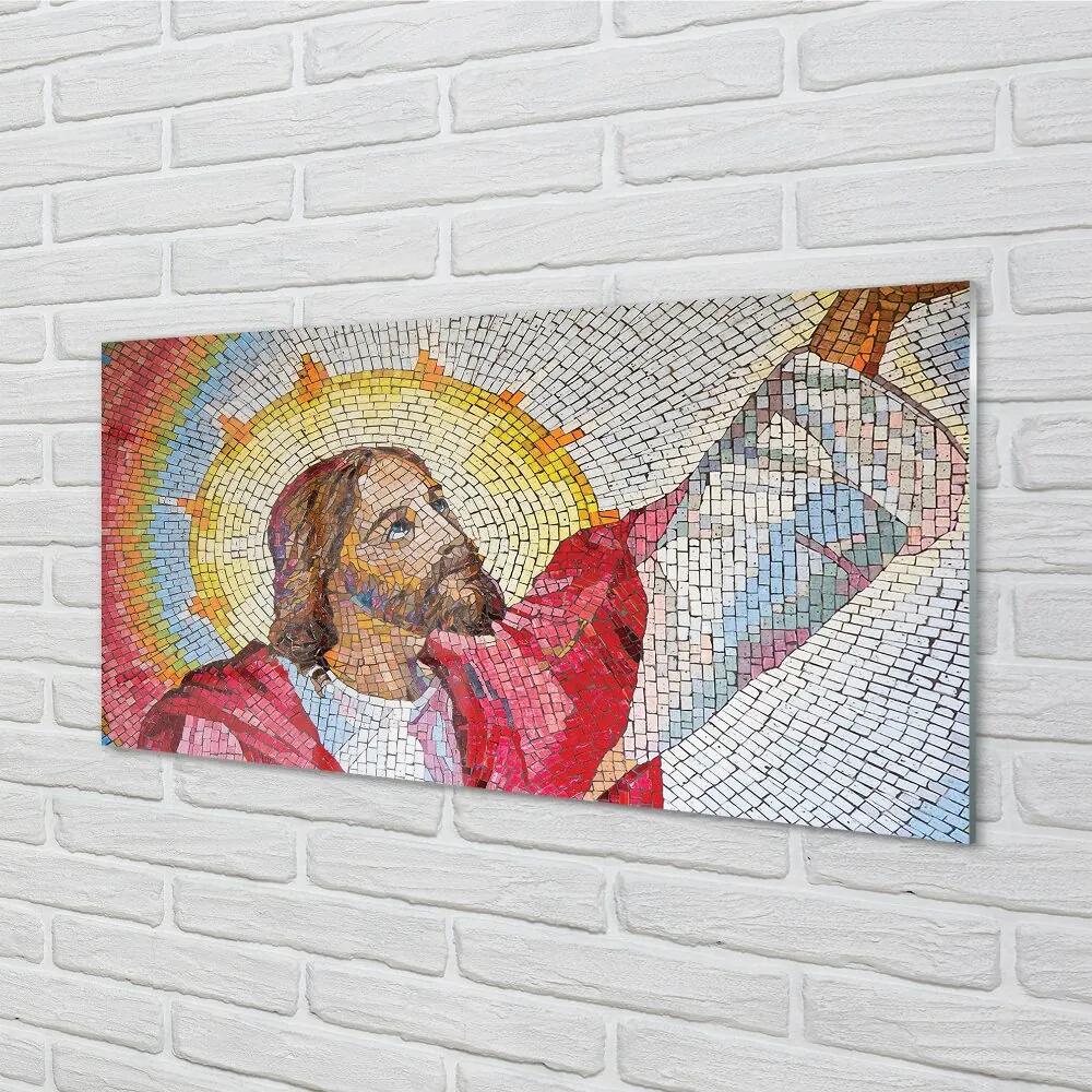 Sklenený obraz mozaika Jesus 125x50 cm