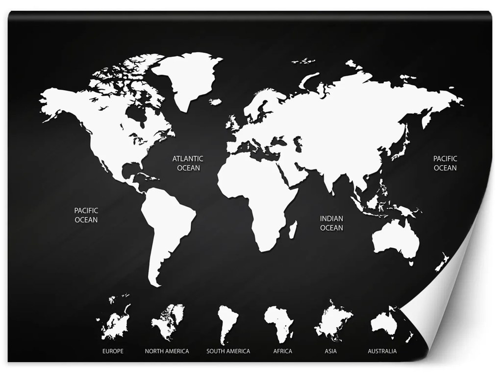 Gario Fototapeta Čiernobiela mapa sveta Materiál: Vliesová, Rozmery: 100 x 70 cm