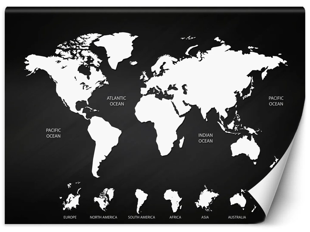 Gario Fototapeta Čiernobiela mapa sveta Materiál: Vliesová, Rozmery: 200 x 140 cm
