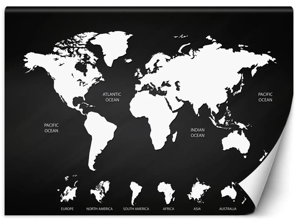 Gario Fototapeta Čiernobiela mapa sveta Materiál: Vliesová, Rozmery: 250 x 175 cm