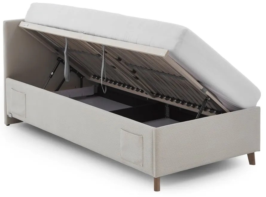 Béžová čalúnená detská posteľ s úložným priestorom s roštom 120x200 cm Cool – Meise Möbel