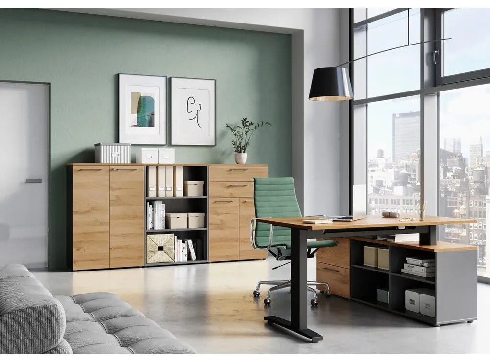 Antracitovosivá prírodná skrinka v dekore duba 42x61 cm Agenda - Germania