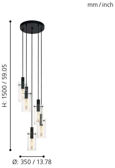 Eglo 97368 - Luster na lanku MONTEFINO 5xE27/60W/230V