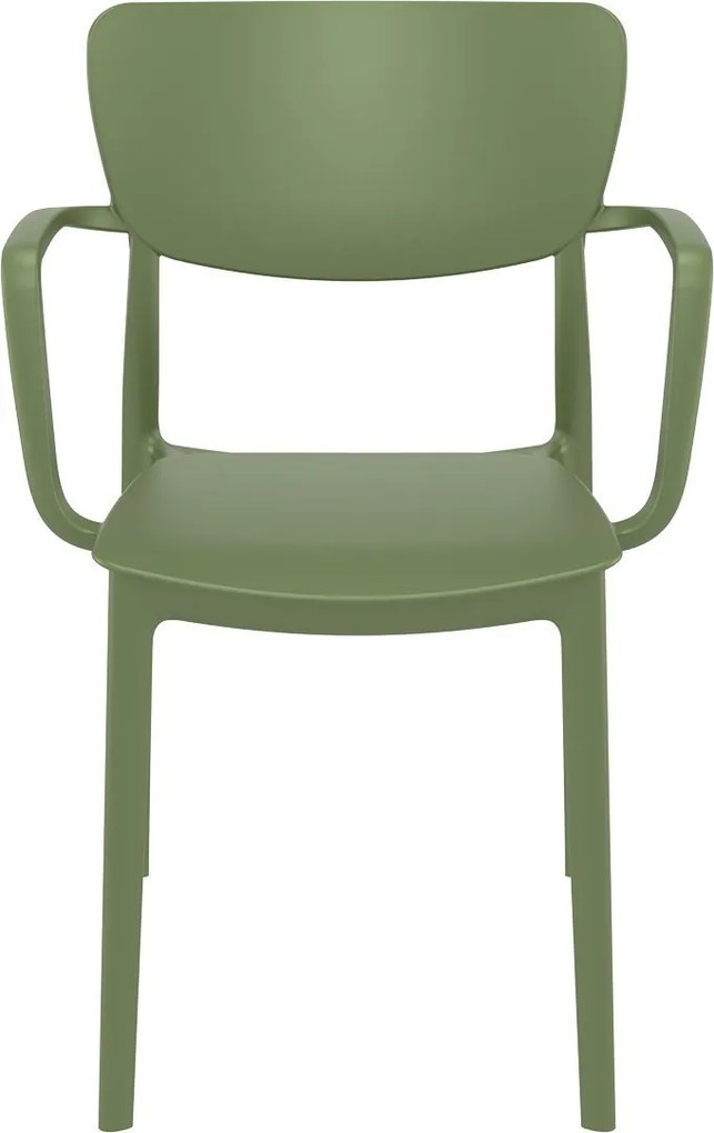 LISA záhradná stolička s podrúčkami olive green