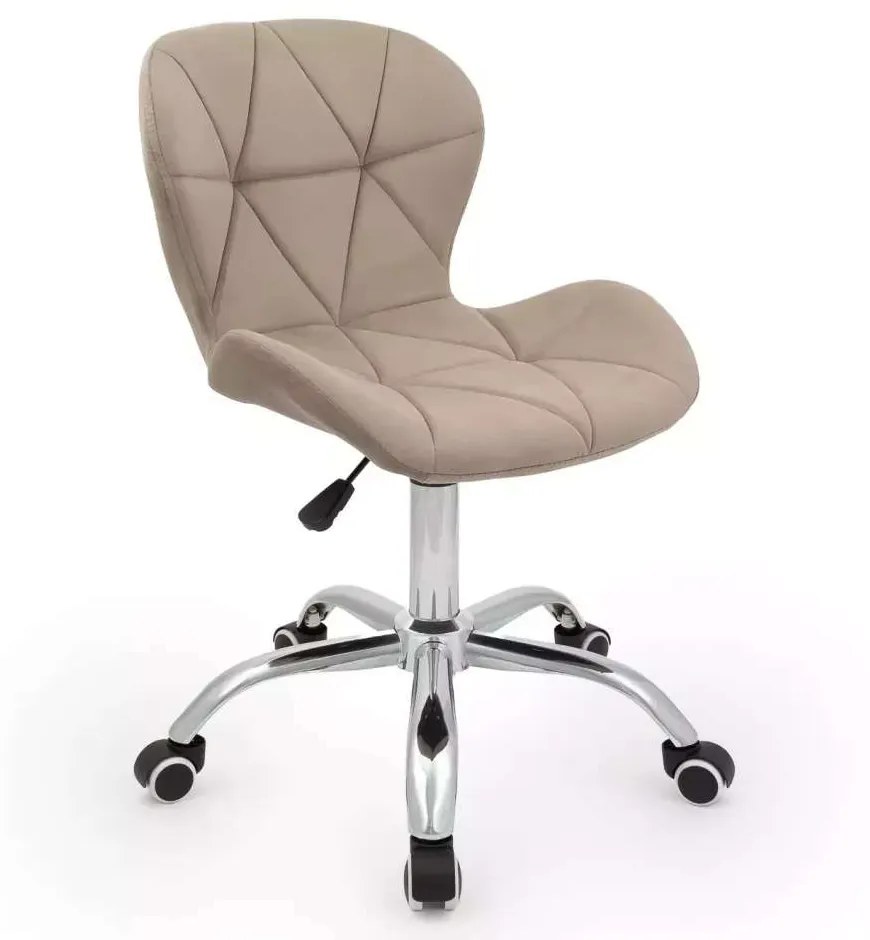 LuxuryForm DESIGN Stolička LIVIO VELUR na striebornej podstave s kolieskami - latte