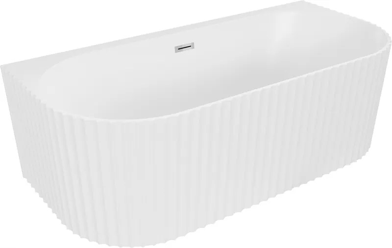 Mexen Sella oválna vaňa 170x80 cm biela matná chrom, pri stene