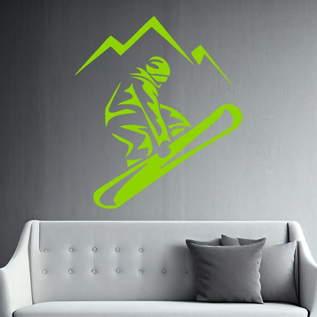 Veselá Stena Samolepka Snowboardista Farba: béžová, Veľkosť: 100 x 114 cm