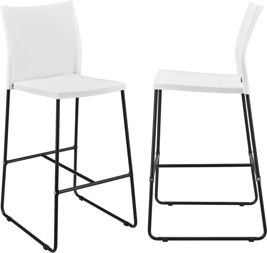 [en.casa]® Sada dizajnových barových stoličiek - 2 kusy - 107 x 31 x 48 cm - biele