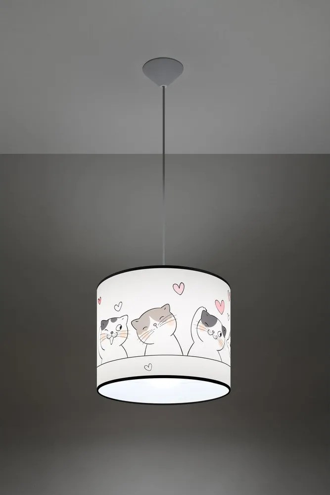 Biely detský luster s plastovým tienidlom ø 30 cm Puss – Sollux