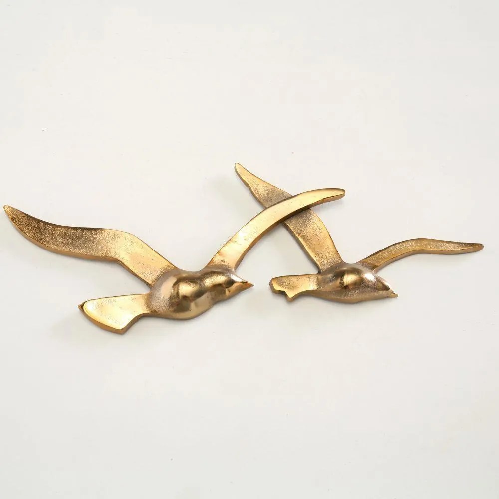 Kovová dekorácia na stenu Gold Birds 13x35 cm + 12x40 cm
