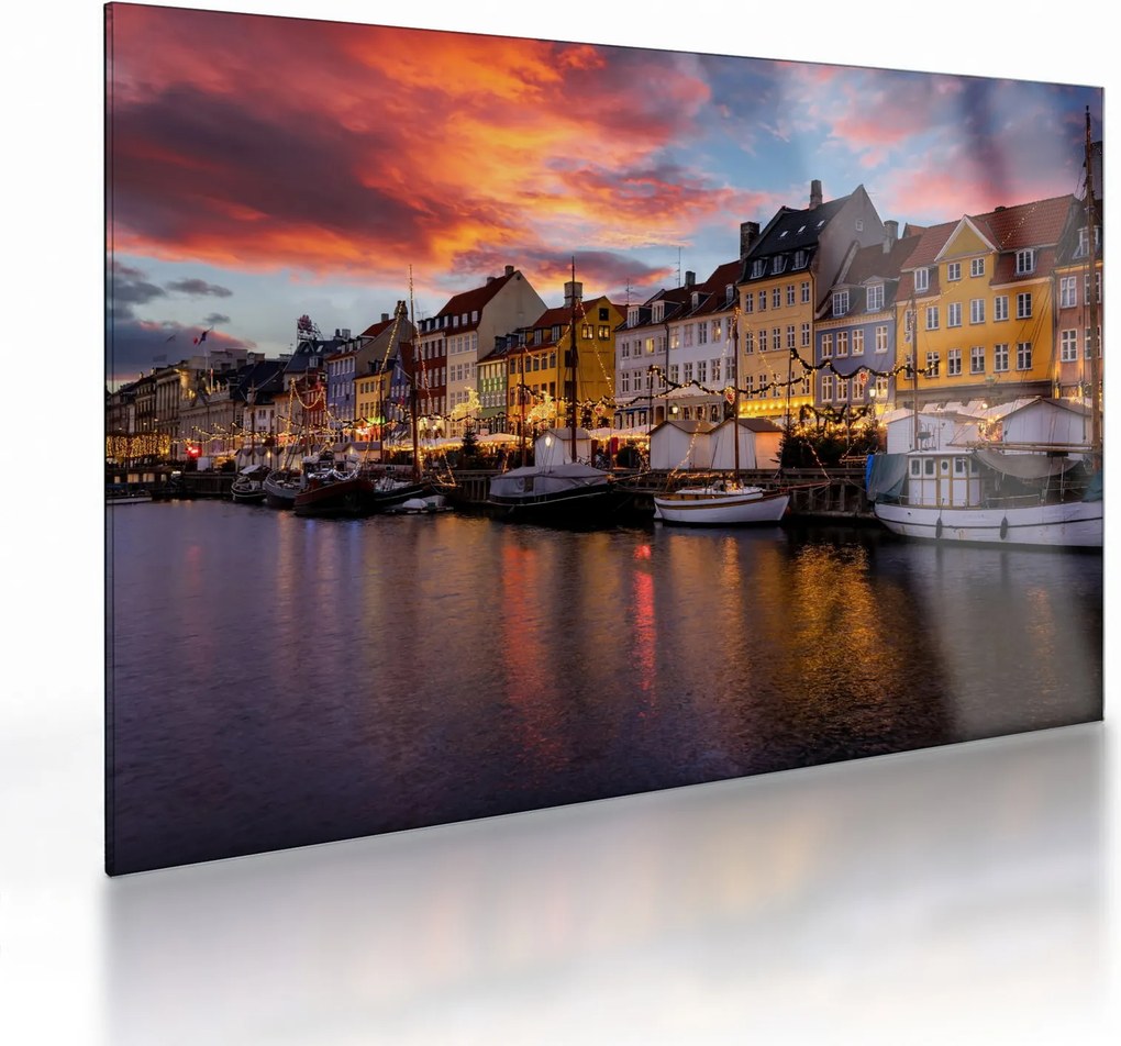 Sklenený obraz - Nyhavn, Kodaň (70x50 cm)