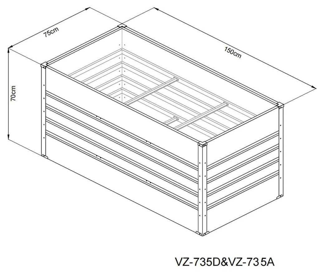 Vyvýšený záhradný záhon BestBerg VZ-735D / 735 l / 150 x 70 x 70 cm / červené drevo