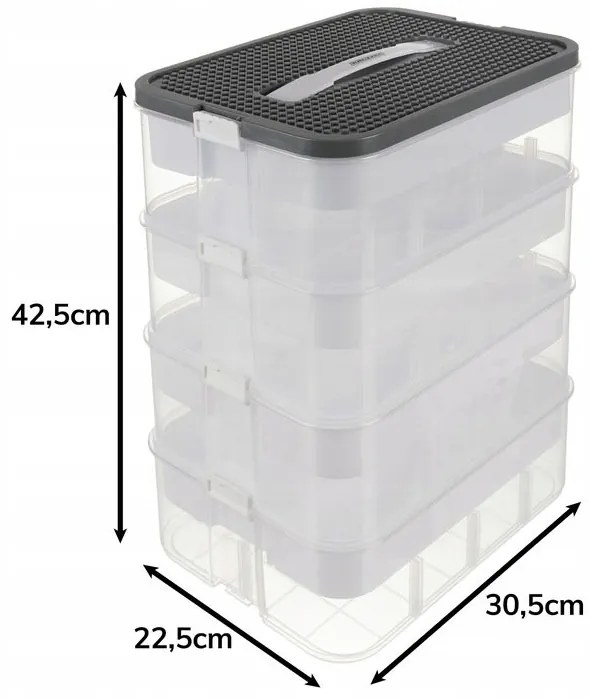 Kruzzel 25758 Úložný box na stavebnici, 29 l, 4 patra