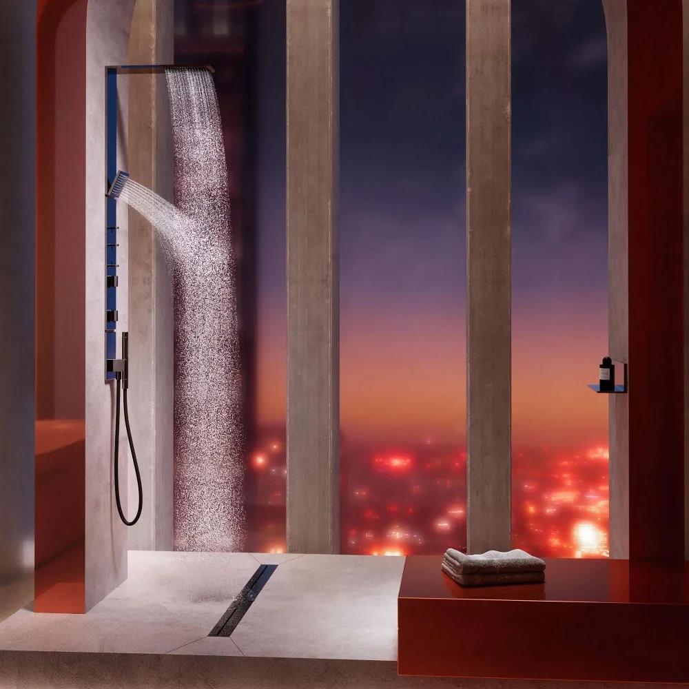 AXOR ShowerComposition sprchový panel s termostatom, horná sprcha 1jet 110 x 220 mm, šijová sprcha 1jet 110 x 110 mm, tyčová ručná sprcha 2jet, chróm, 12595000