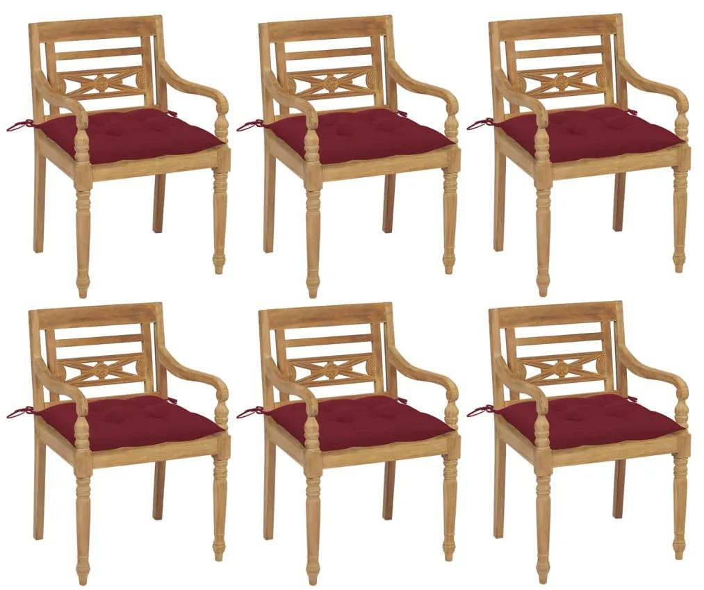 Batavia stoličky s podložkami 6 ks tíkový masív 3073346