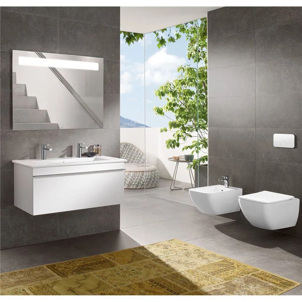 VILLEROY & BOCH Venticello závesná vysoká skrinka, 1 dvierka + 1 priehradka + 2 zásuvky, pánty vľavo, 404 x 372 x 1546 mm, White Matt, A95201MS