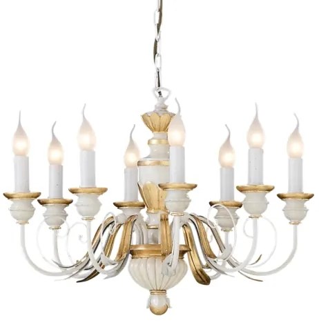 Ideal Lux - Luster na reťazi FIRENZE 8xE14/40W/230V pr. 64 cm biela/zlatá