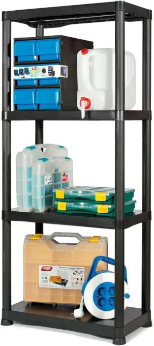 Plastový regál IRVING 131x61x31 cm čierny