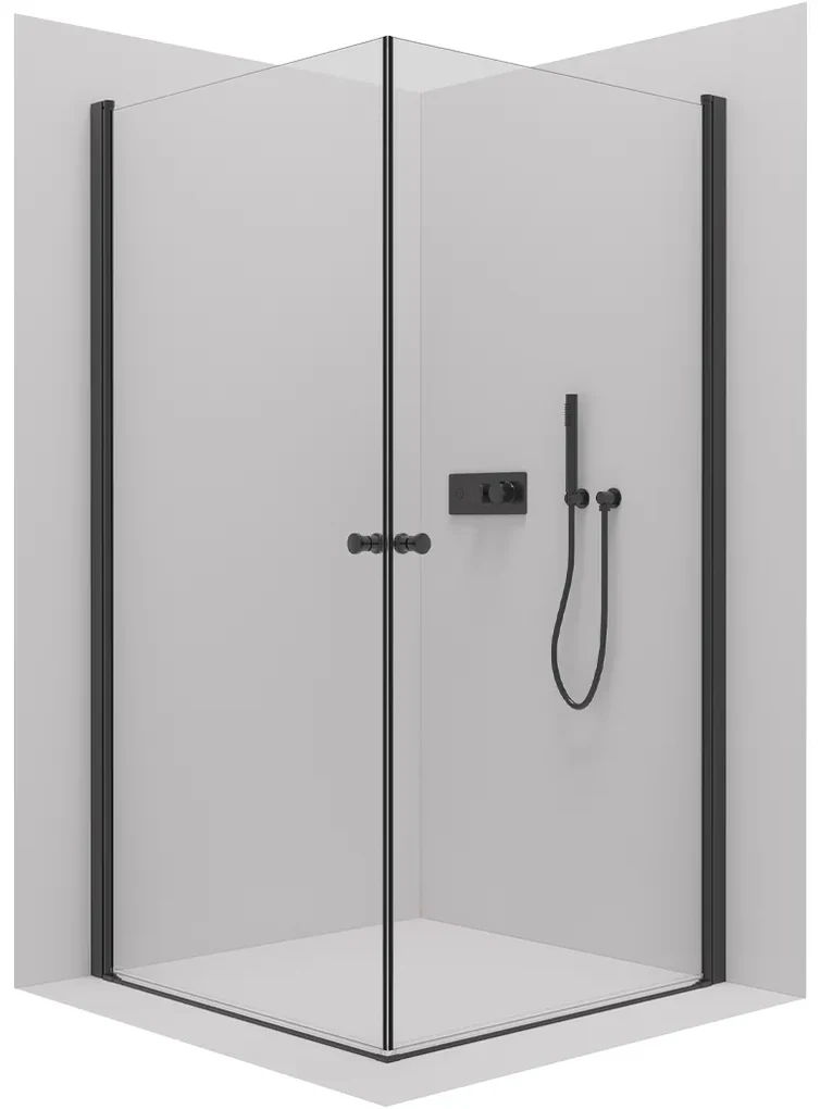 CERANO - Sprchovací kút Antelo Duo L/P - čierna matná, transparentné sklo - 120x120 cm - krídlový, CER-CER-482332