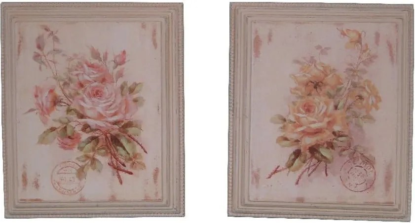 Sada 2 obrazov Antic Line Roses, 25,5 x 30,5 cm