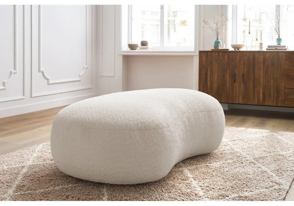 Biela podnožka z textílie bouclé Saint-Germain – Bobochic Paris