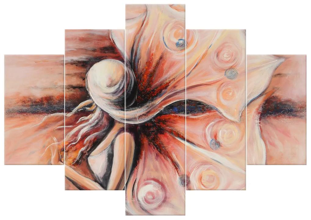 Gario Ručne maľovaný obraz Tajomná neznáma - 5 dielny Rozmery: 150 x 105 cm