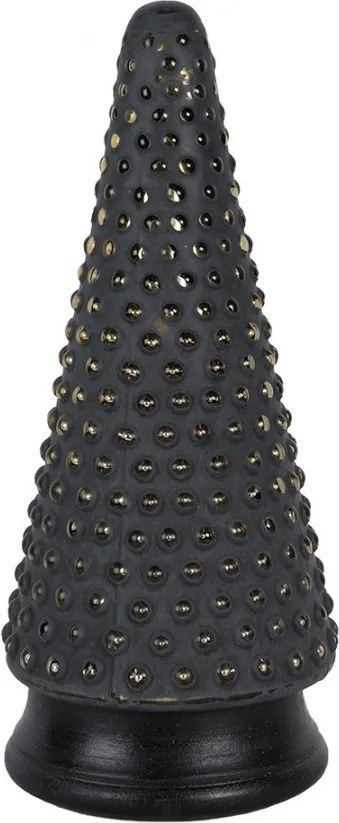 Sklenená vianočná dekorácia čiernozlatého stromčeka - 14*31 cm