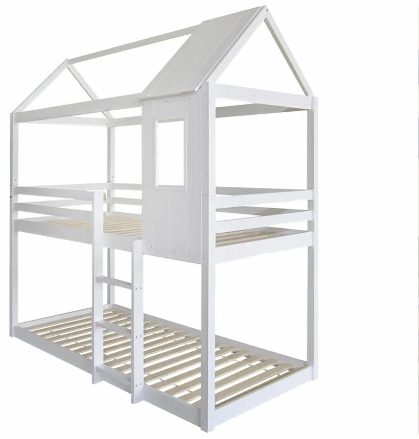 Detská poschodová posteľ 90 cm Atrinia (biela) (s roštom). Vlastná spoľahlivá doprava až k Vám domov. 1015838