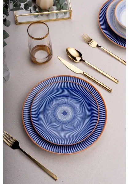 24-dielna jedálenská súprava modrá/oranžová/porcelán