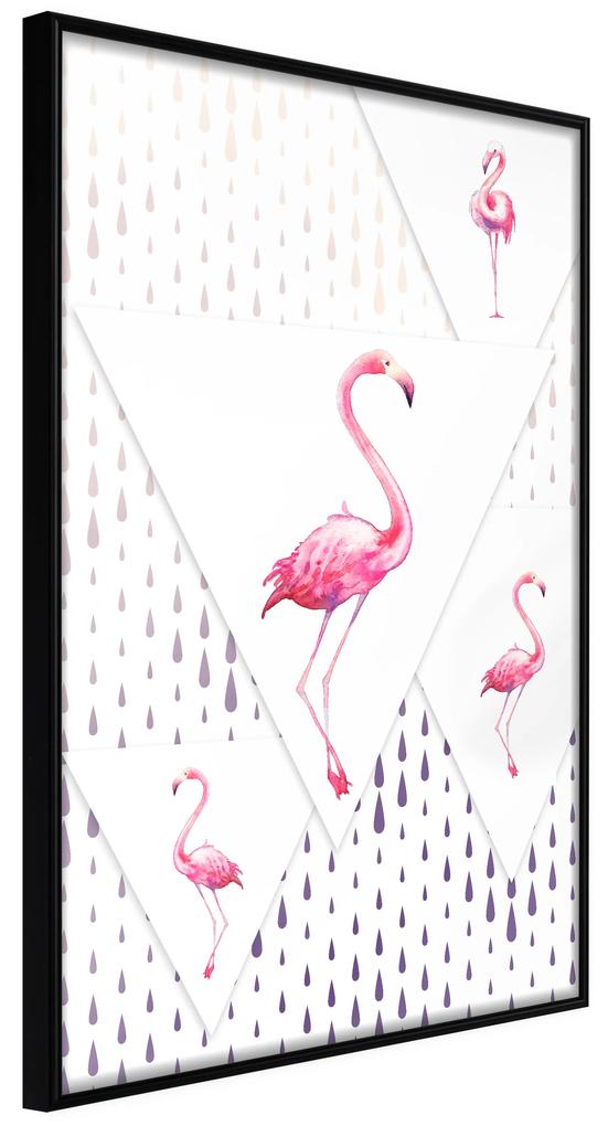Artgeist Plagát - Flamingo Family [Poster] Veľkosť: 30x45, Verzia: Čierny rám s passe-partout