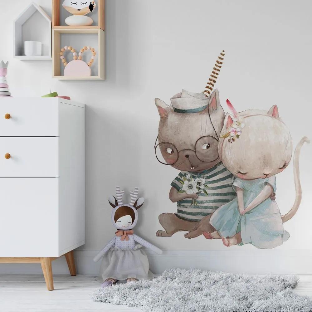 Gario Detská nálepka na stenu Zamilované mačičky Rozmery: 100 x 78 cm