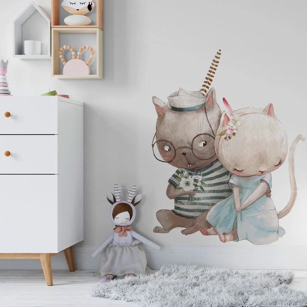 Gario Detská nálepka na stenu Zamilované mačičky Rozmery: 70 x 54 cm