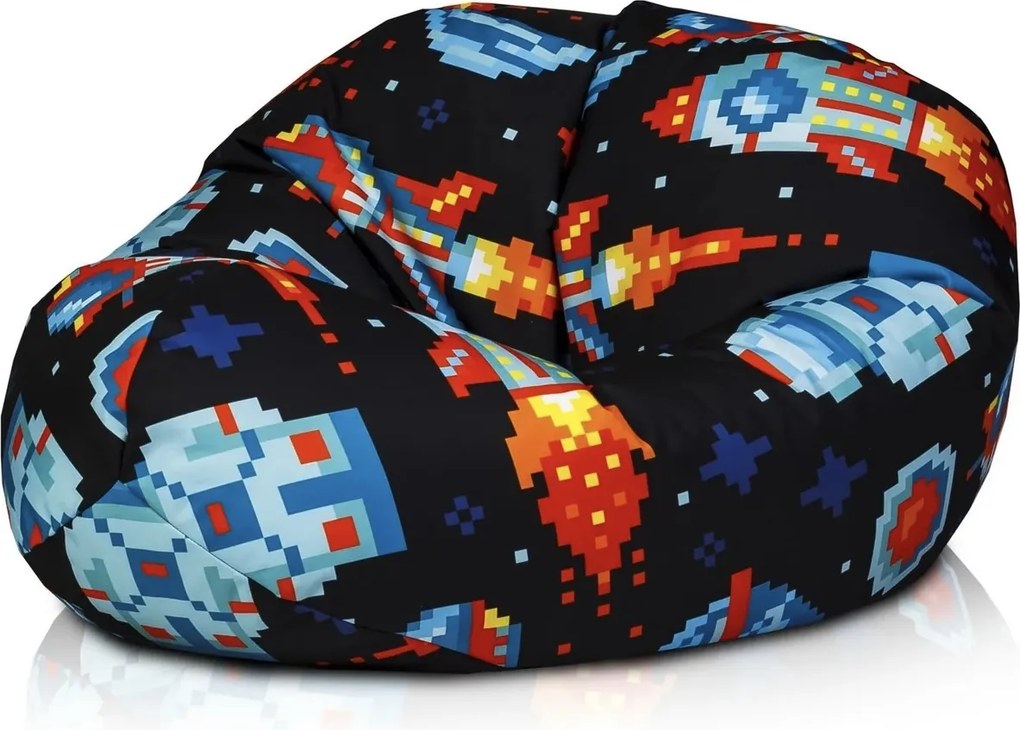 Set 2 sedacích vakov do detskej izby Yoko Sivý + Sako Rakety – polyester