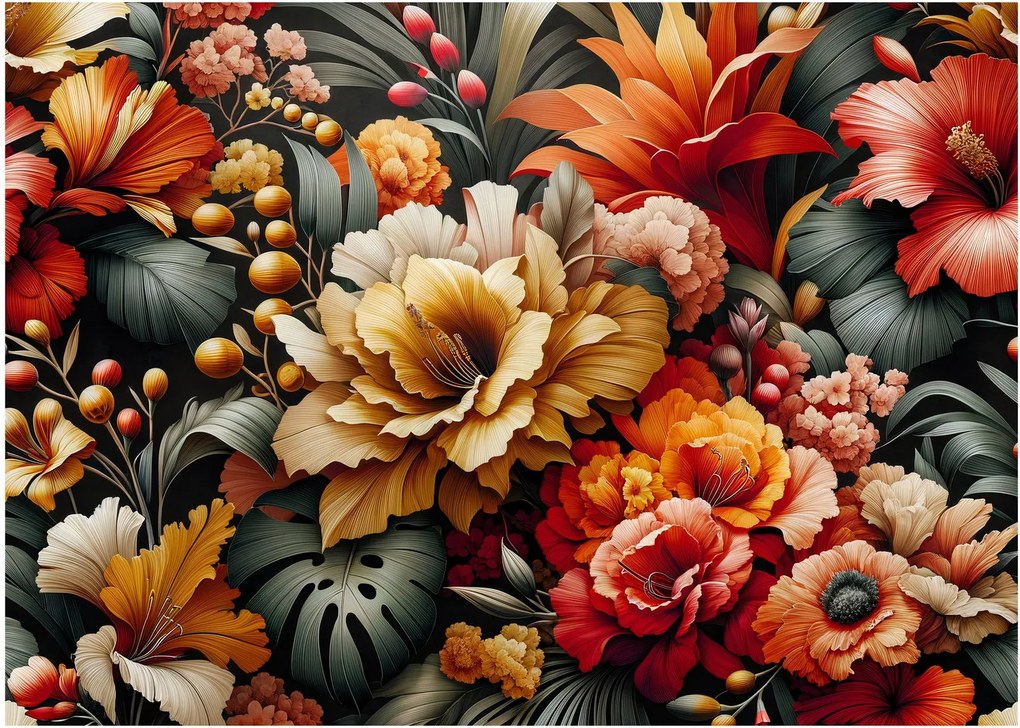 Obraz - Oranžovo-červené kvety (70x50 cm)
