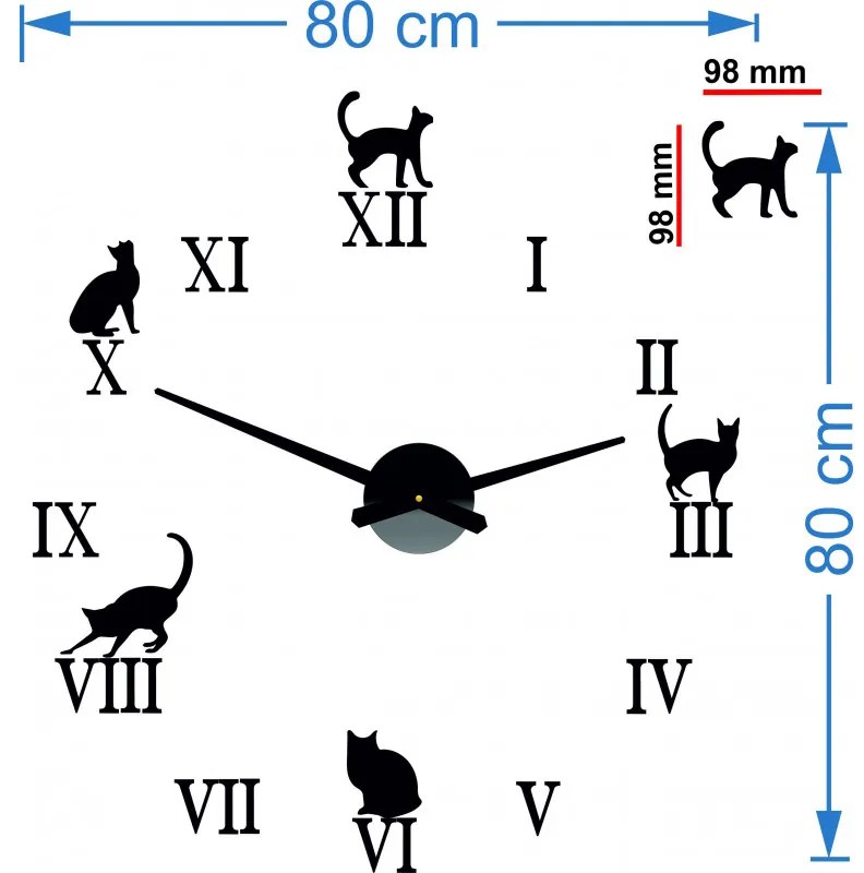 Nalepovacie hodiny na mačka | SENTOP 12P020 2D