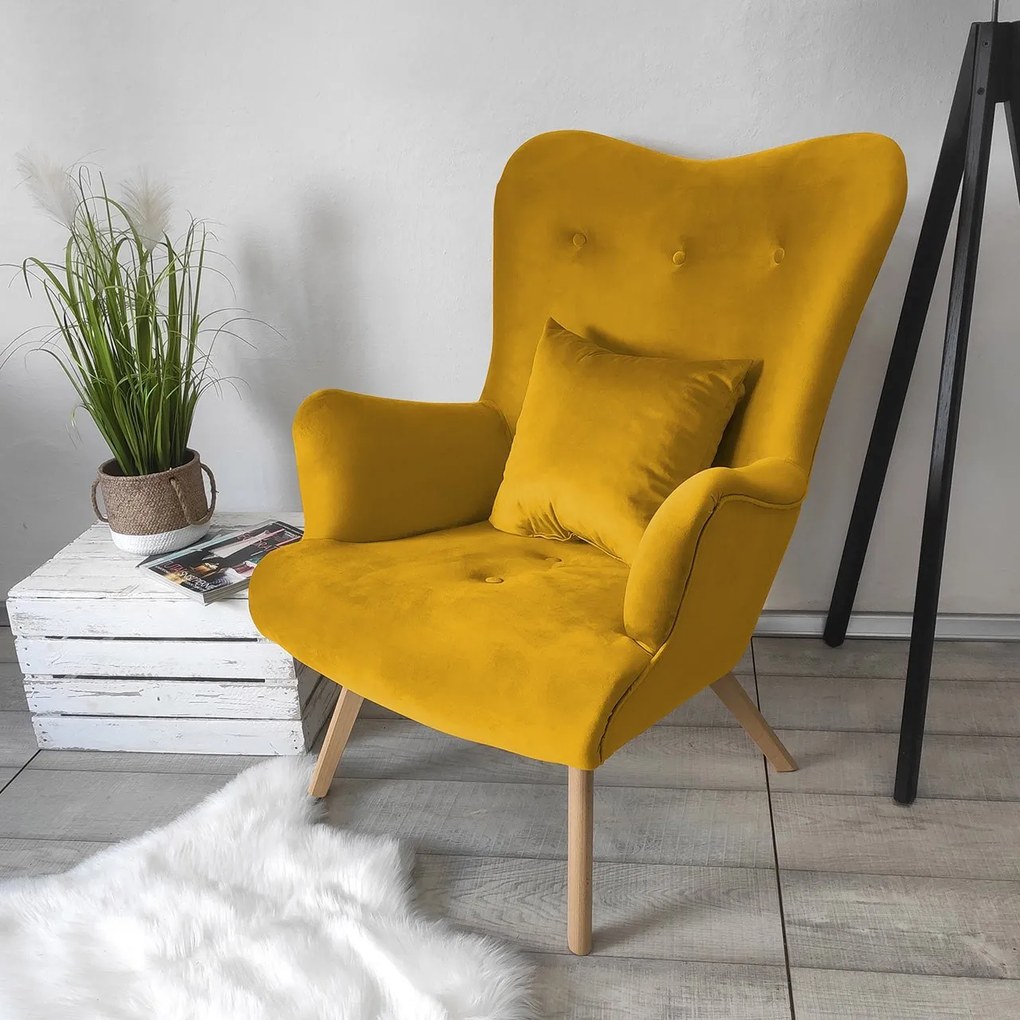 Kreslo v škandinávskom štýle na nožičkách Blanco, Farby: Magic Velvet 2258