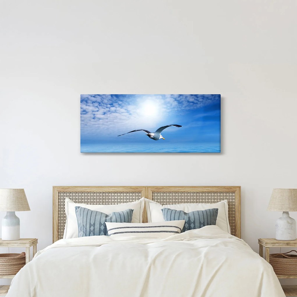 Obraz - Čajka nad morom (120x50 cm)