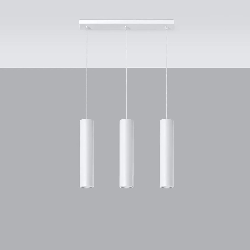 Závesné svietidlo Lagos, 3x biele kovové tienidlo